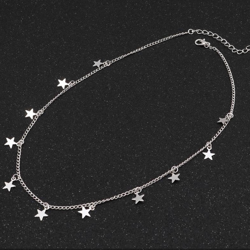 Silver ‘Stars-on-a-String’ Choker Necklace - Picture 5 of 8